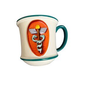 Rare Vintage 3D Nurse & Caduceus Medical Ceramic Mug 🩺
